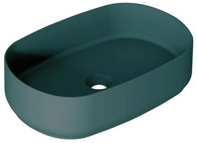 Lavabo da appoggio Lavabo d'appoggio in ceramica ovale in ceramica L 55 x P 36 x H 12 cm verde