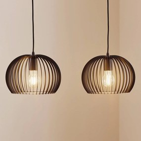 TEMAR LIGHTING Lampada a sospensione Larus in acciaio nero, 2 luci