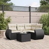 Set Divani da Giardino 5 pz con Cuscini in Polyrattan Nero 3221315