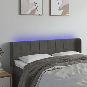 Testiera A Led Grigio Scuro 147x16x78/88 Cm İn Velluto /