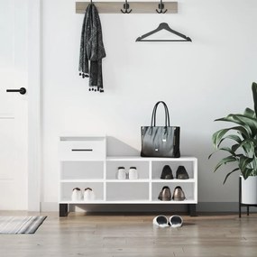 Scarpiera Bianco Lucido 102x36x60 Cm İn Legno Multistrato /
