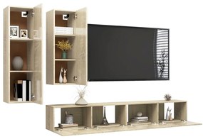 Set porta tv 4 pz rovere sonoma in truciolato