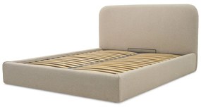 Letto matrimoniale imbottito beige con contenitore con rete inclusa 140x190 cm Sea – Scandic