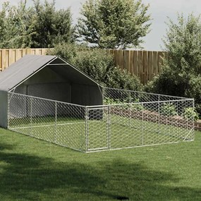 Cuccia Per Cani Da Esterno Con Recinto 7x3x1,9m Acciaio Zincato /
