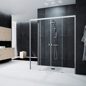 Box doccia con ingresso frontale Glam L 180 x H 200 cm vetro senza finitura / trasparente profilo cromato
