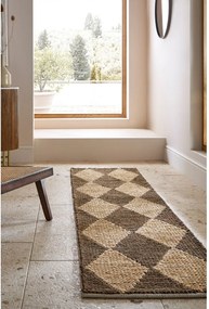 Passatoia marrone/di colore naturale in misto iuta tessuta a mano 60x230 cm Effie Diamond – Flair Rugs