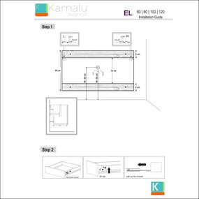 Composizione lavabo bagno con mobile 60 cm, colonna e specchio EL-60B - KAMALU