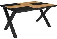 Tavolo da pranzo 6 posti 140x90 cm con gambe in legno stile moderno colore Nero e Rovere