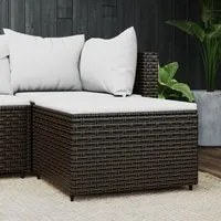 Poggiapiedi da Giardino con Cuscino in Polyrattan Marrone 319756