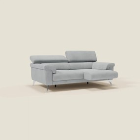 Raffaello divano con sedute allungabili e poggiatesta reclinabili in microfibra smacchiabile T11 grigio chiaro