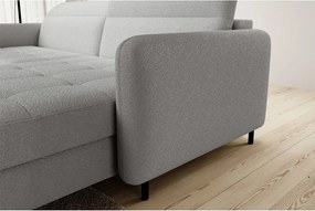 Divano angolare grigio allungabile/con contenitore (con penisola a destra/con chaise lounge) e rivestimento in bouclé Gomsi – ELTAP