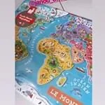 Mappa del mondo - Puzzle magnetico 92 pezzi (versione inglese) - legno