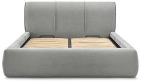 Letto matrimoniale imbottito grigio chiaro con vano contenitore con griglia 160x200 cm Vernon - Bobochic Paris