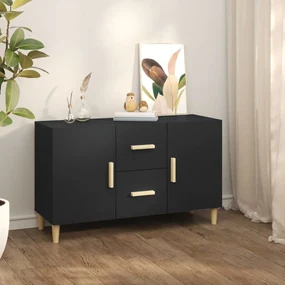 Credenza Nera 100x36x60 Cm İn Legno Multistrato /