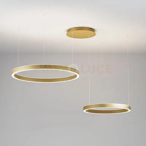 Criseide ss/2d - sospensione oro a led 3000k 3800lm 75w(35w+840w) d...