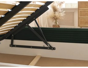 Letto matrimoniale in verde scuro imbottito con spazio contenitivo con griglia inclusa 160x200 cm Jade – Bobochic Paris