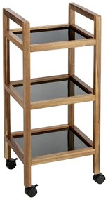 Scaffale per il bagno nero/di colore naturale in acacia massiccia 35x76,5 cm Fondi – Wenko