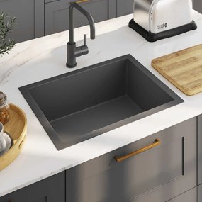 Lavello Da Cucina Lavorato A Mano Nero İn Acciaio Inox /