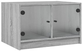 Tavolino da salotto con ante in vetro grigio sonoma 68x50x42 cm