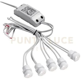 Gfa921n- modulo da 5 faretti led 4000k 800lm 5x1w d.2cm da incasso ...