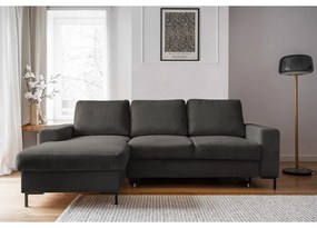 Divano letto in velluto a coste grigio scuro (angolo sinistro) Lofty Lilly - Miuform