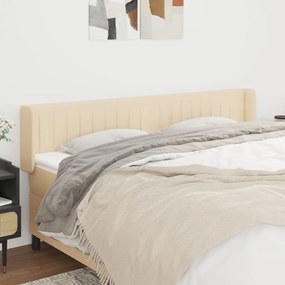Testiera Ad Orecchio Crema 183x16x78/88 Cm İn Tessuto /