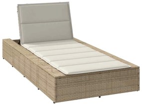 Lettino Prendisole Con Cuscino Galleggiante Beige İn Polyrattan /