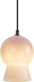Lampada a sospensione retrò nera con vetro beige per sistema a binario monofase - Iconic Bell