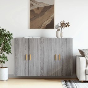 Armadietti a parete 2 pz grigio sonoma in legno multistrato