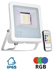 Faro proiettore LED RGB 50W IP65 con Telecomando - Bianco Colore RGB