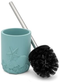 Portascopino da appoggio in resina acquamarina con setole nere  Coral