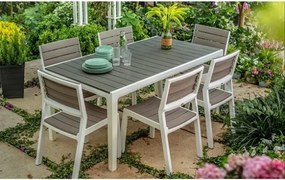 Sedie Da Esterno Senza Braccioli In Resina Effetto Legno Bianco E Tortora Harmony Set 4 Pezzi