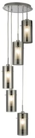 Duo i 5lt pendant - metallo argentato satinato e vetro fumé