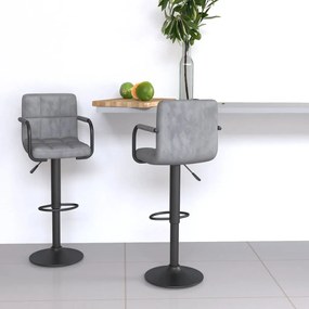 Sgabelli Da Bar 2 Pz Grigio Chiaro İn Velluto /