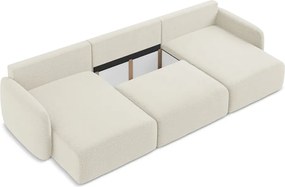 Divano angolare color crema allungabile/con contenitore Kalena – Makamii