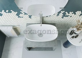 Mobile bagno Grigio Cielo 60x50 Thema con vano a giorno e Lavabo rettangolare da appoggio bianco in ceramica