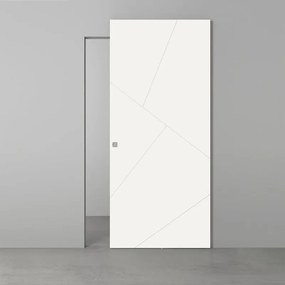 Porta scorrevole Oblique in legno bianco, L 101 x H 230 cm, con binario Invisibile Sinistra