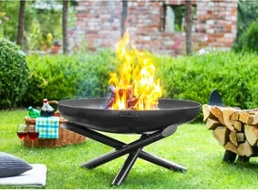 Titan Great Outdoor - Rivestimento per braciere in acciaio, diametro 96,5 cm, spessore 1 mm, fai da te sopra o interrato, anello in acciaio a 4 pannelli