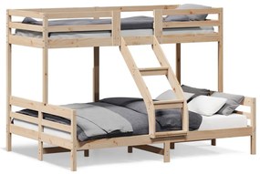 Letto A Castello 90x200/140x200 Cm İn Legno Massello Di Pino /