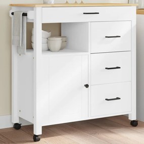 Carrello Da Cucina Monza 84x40x90 Cm İn Legno Massello Di Pino /