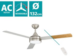 Ventilatore Sesimbra 1 Acciaio Nichel Opaco E Acrilico Bianco Led Cct