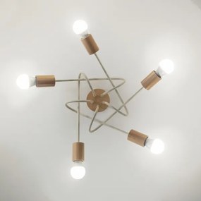 Lampadario a plafone OXFORD 5xE27/15W/230V pino/crema