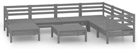 Set salotto da giardino 8 pz in legno massello di pino grigio