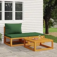 Set Mobili da Giardino 3pz con Cuscini Legno Massello di Acacia 360017