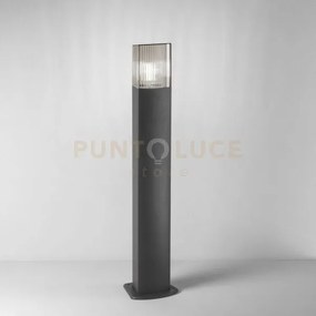 Paletto dark antracite e fume' 1 luce attacco e27 ip54 15,4x13,3x75cm