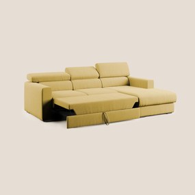 Dylan divano angolare con pouf estraibile poggiapiedi in tessuto simil cotone impermeabile T13 giallo