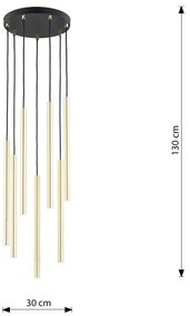 Sospensione Contemporanea In Acciaio 7 Luci Shu Nero E Oro