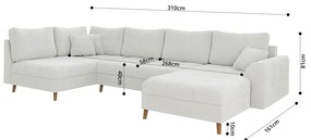 Divano angolare crema in tessuto bouclé (angolo destro/U) Ariella - Ropez