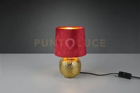 Sophia lampada da tavolo base ceramica oro e paralume effetto vellu...