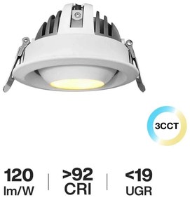 Faro LED da Incasso 12W Nero Ø75mm IP40 Orientabile con driver Philips Colore Bianco Variabile CCT